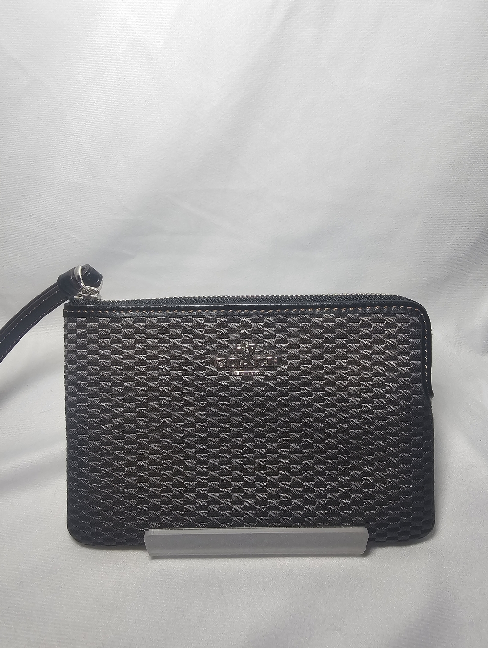 Coach Legacy Jaquard Corner Zip Wristlet Black